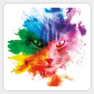 Colorful cat head Sticker